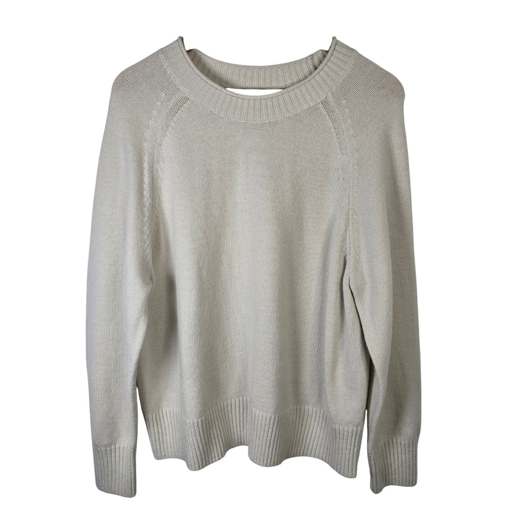 Banana Republic Womens XL Cream Crew Neck Long Sleeve‎ Knit Sweater